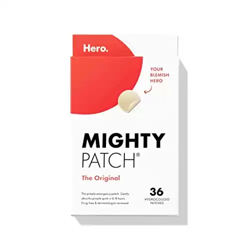 Mighty Patch Original patch from Hero Cosmetics - Hydrocolloid Acne Pimple Patch for Covering Zits and Blemishes in Face and Skin, Vegan-friendly and Not Tested on Animals (36 Count)